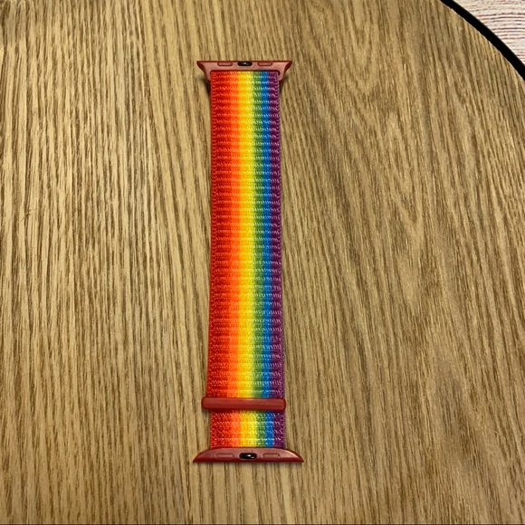 Set of 2 Rainbow Nylon  Watch Bands for Apple Smart Watch size 42mm-44mm - Picture 5 of 9